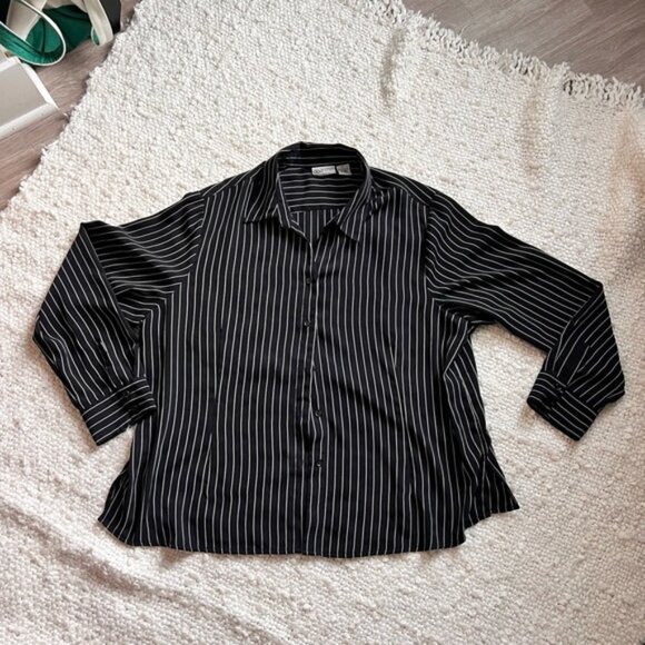 Black Striped Woman’s Button Down Shirt - Picture 1 of 3
